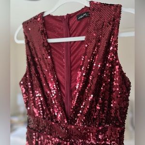 Vici burgundy sequin jumpsuit NWOT